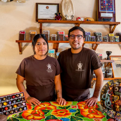 Portrait of Chef Jesús y Linda from Casa de Chocolates restaurant